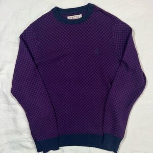 Vintage Penguin by Munsingwear Checkered Knit Sweater Purple Navy Mens S